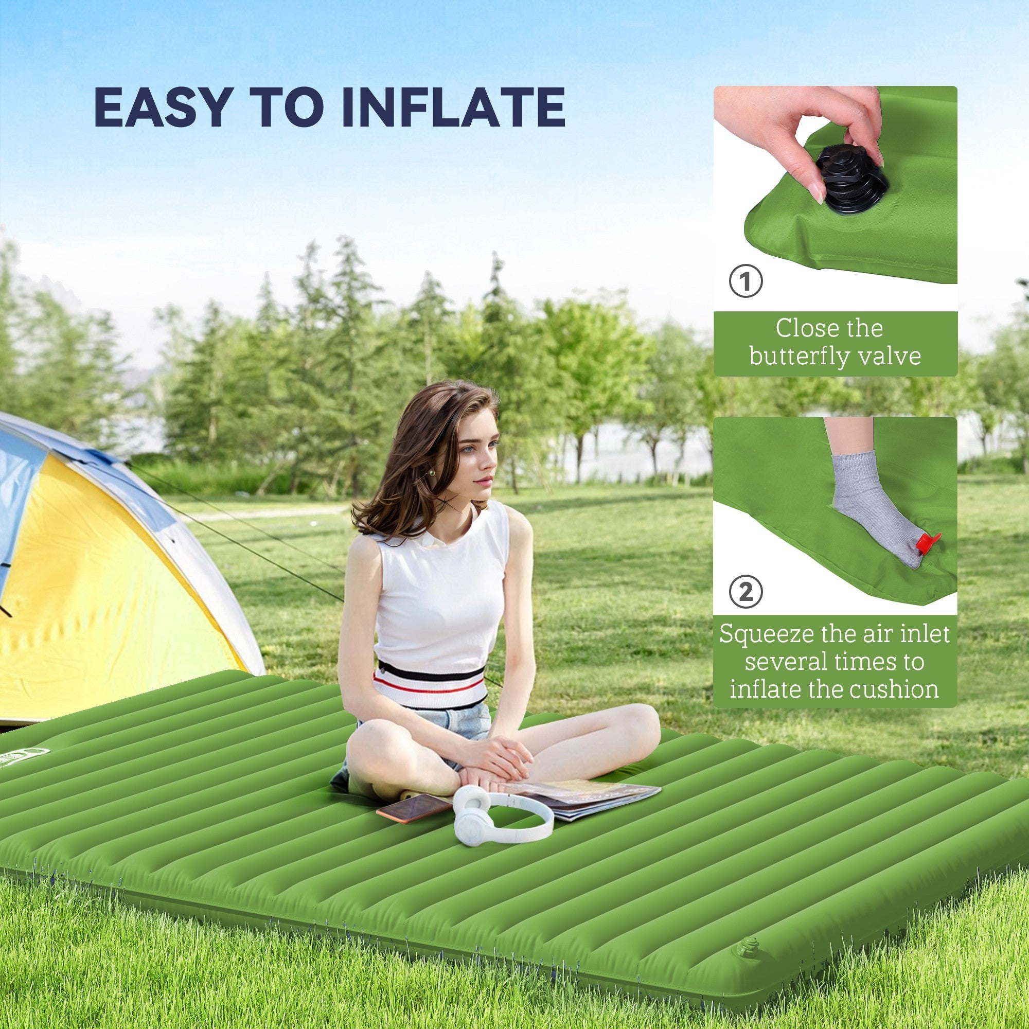 Kozy 2 Person Camping Inflatable Mattress - Green