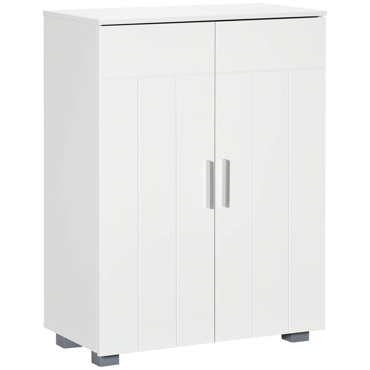 Kozy Modern Bathroom Floor Cabinet, Free Standing Linen Cabinet, Storage Cupboard with 3 Tier Shelves, White