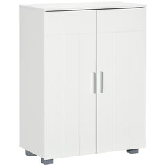 Kozy Modern Bathroom Floor Cabinet, Free Standing Linen Cabinet, Storage Cupboard with 3 Tier Shelves, White