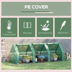 Kozy Mini Small Greenhouse with Steel Frame & PE Cover & Zipped Window Poly tunnel Steeple for Plants Vegetables, 270 x 90 x 90 cm, Green