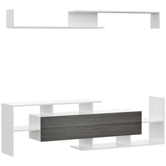 Kozy TV Cabinet with Wall Shelf for Wall-Mounted 65" TVs or Standing 40" TVs - White and Natural