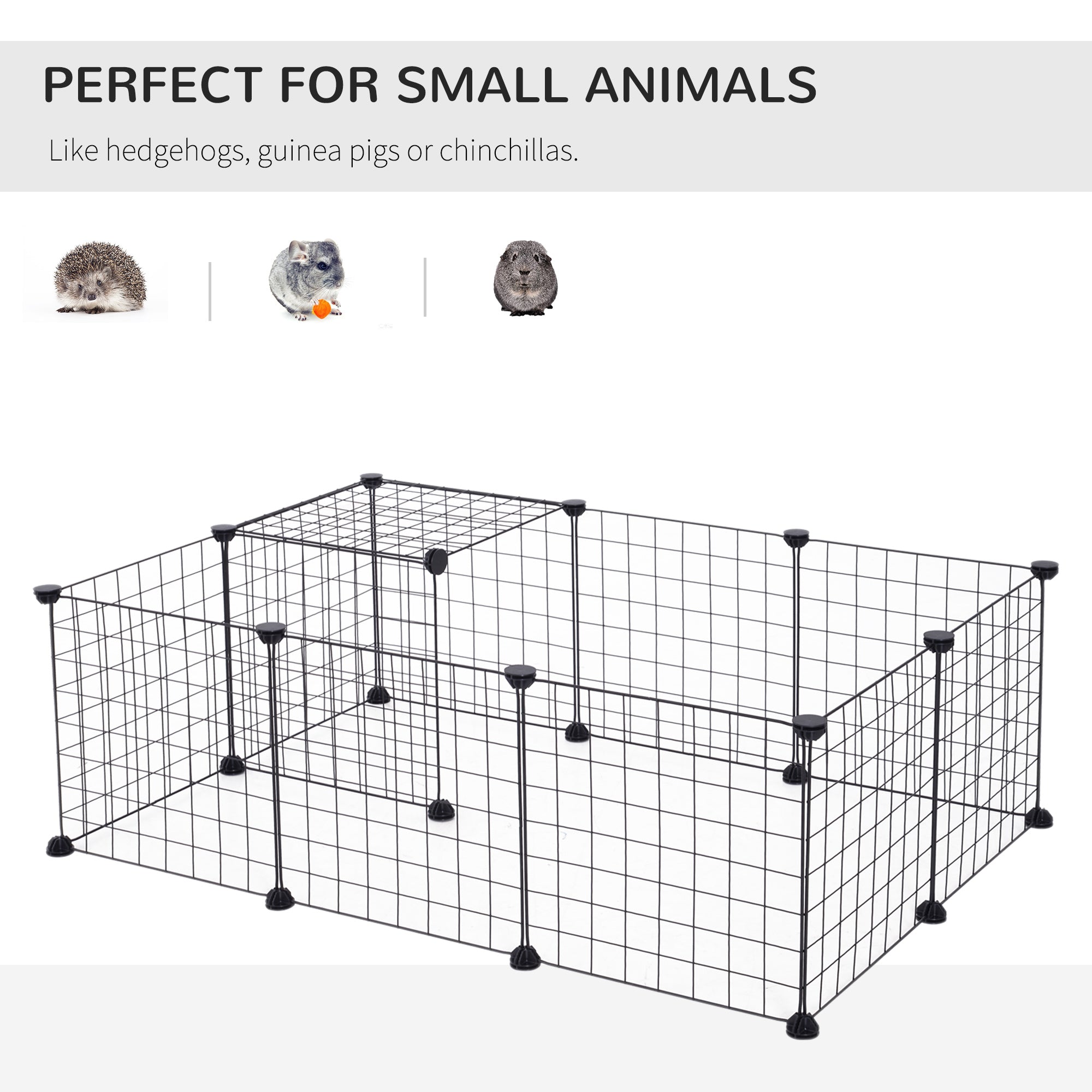 PawHut Modular Metal Wire Pet Playpen, 106Lx73Wx36H cm, Black, Secure and Spacious for Pets