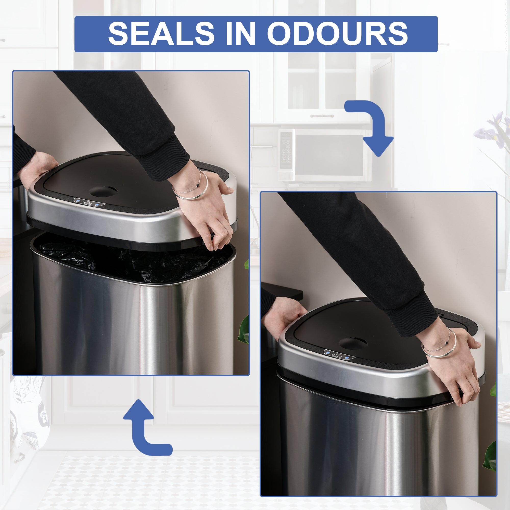 HOMCOM Stainless Steel Sensor Dustbin Automatic Touchless Rubbish Garbage Waste Bin 48L