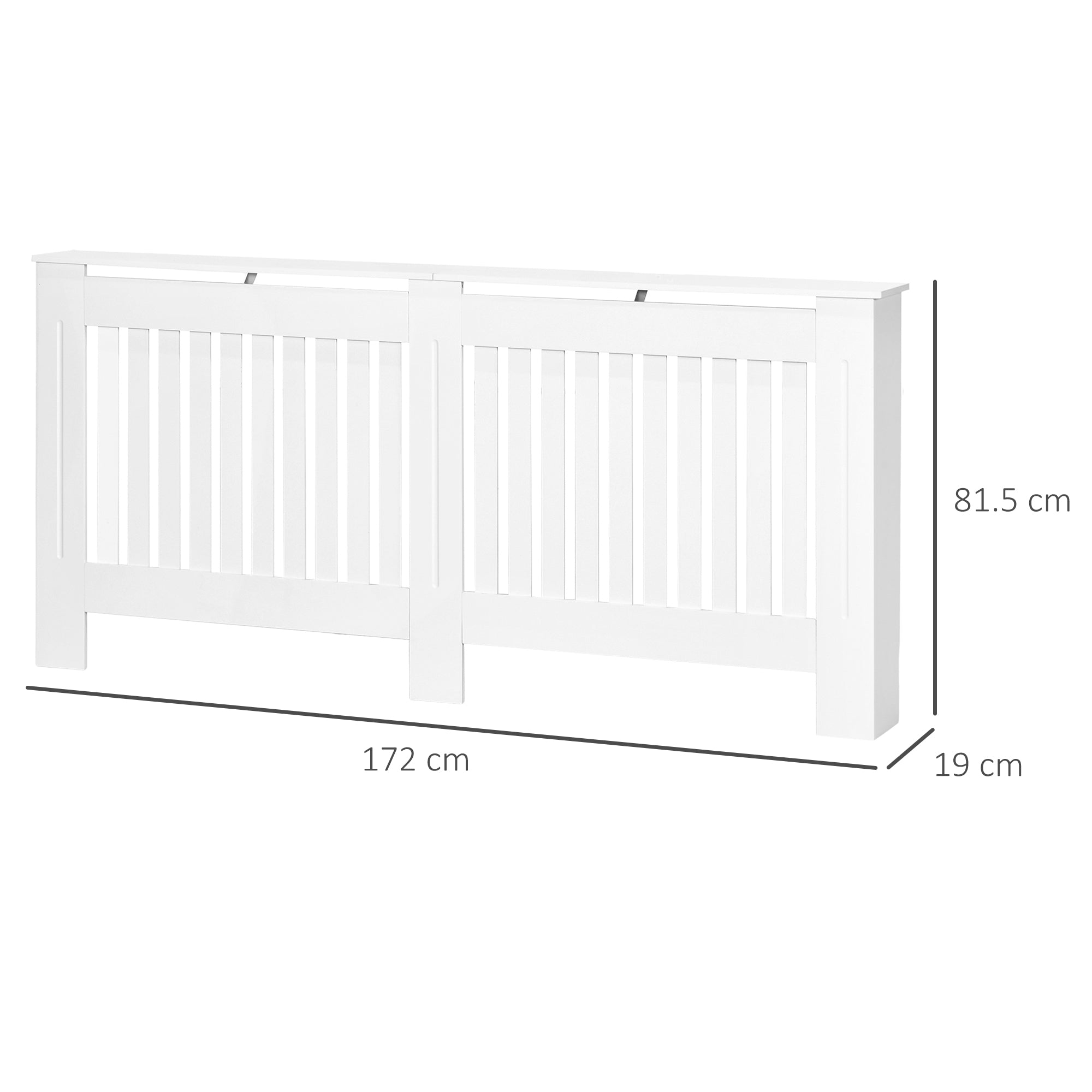 HOMCOM Slatted Radiator Cover Painted Cabinet MDF Lined Grill in White 172L x 19W x 81H cm