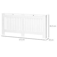 HOMCOM Slatted Radiator Cover Painted Cabinet MDF Lined Grill in White 172L x 19W x 81H cm