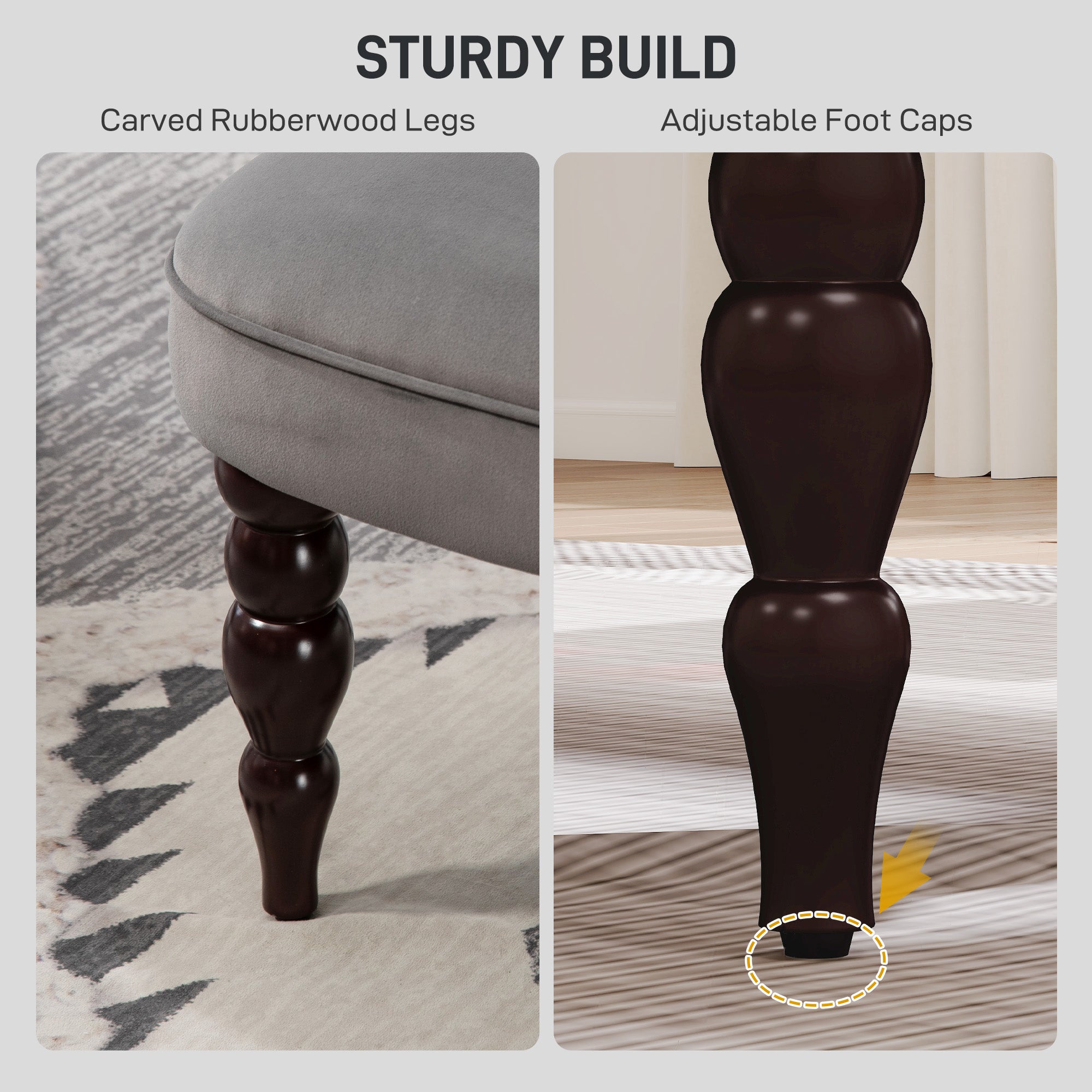 Kozy - Velvet 2 Seater Sofa, Button Tufted Wingback Loveseat with Rubber Wood Legs for Living Room, Bedroom, Charcoal Grey