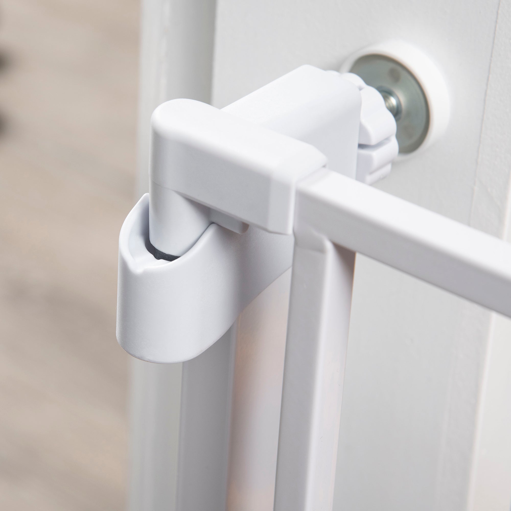 Kozy Adjustable Pet Safety Gate Dog Barrier Home Fence Room Divider Stair Guard Mounting White (76 H x 75-82W cm)