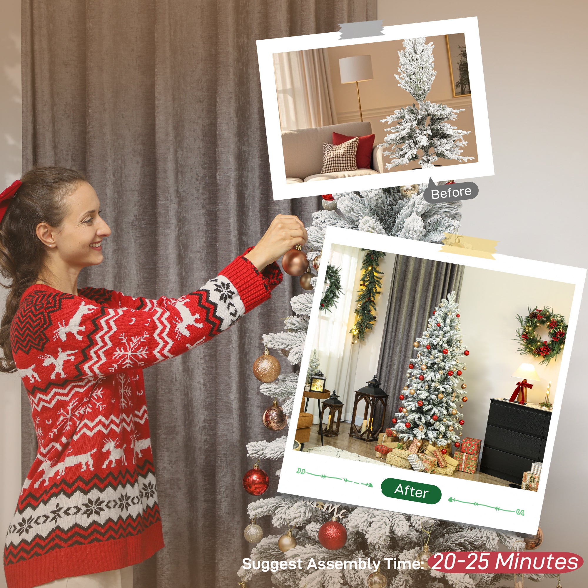 Kozy - 6ft Flocked Artificial Christmas Tree