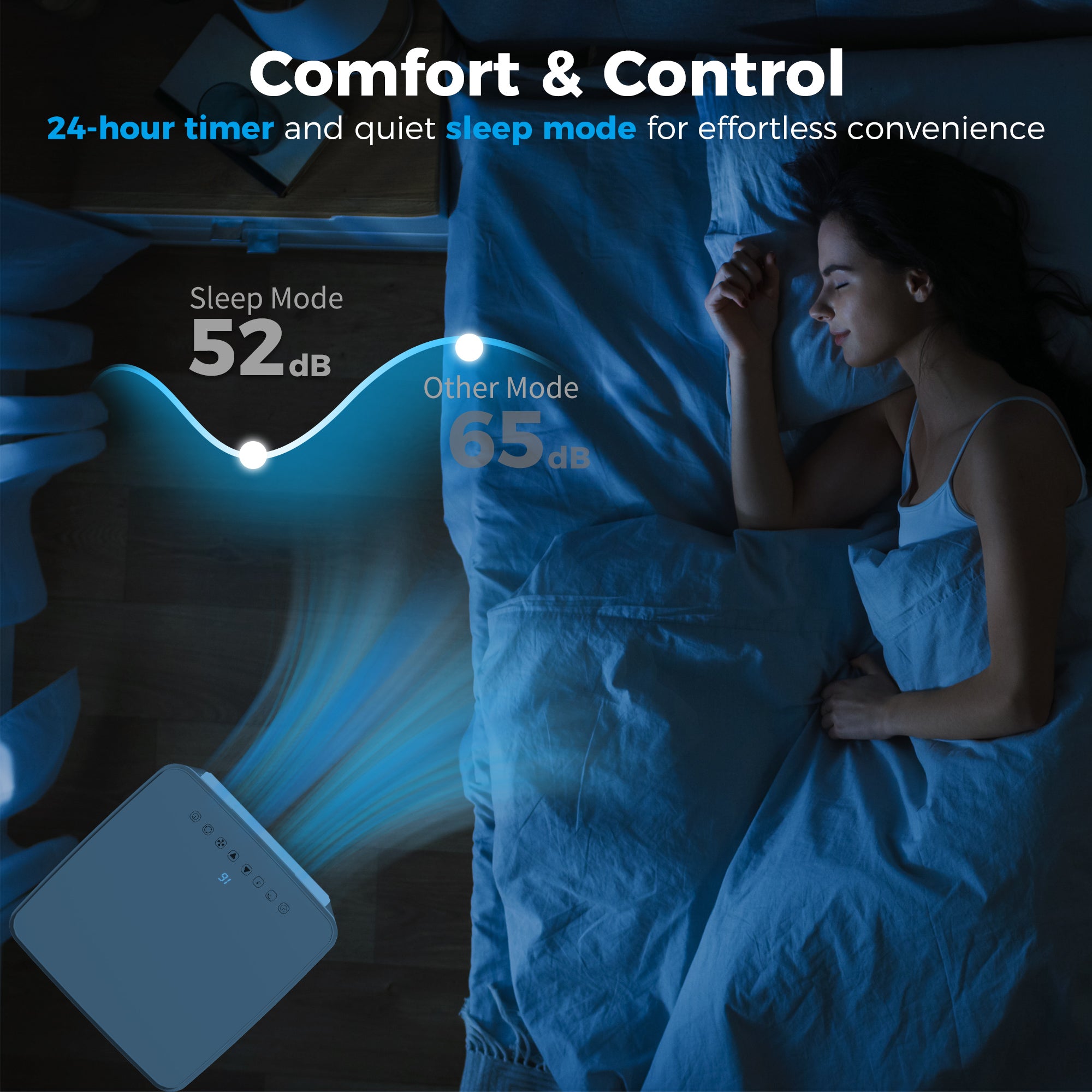 Kozy 7000 BTU Air Conditioning Unit, 3-in-1 Portable Air Conditioner, Dehumidifier, Cooling Fan with Remote Control, LED Display, 2 Speeds, 24H Timer, Window Venting Kit, 15m²