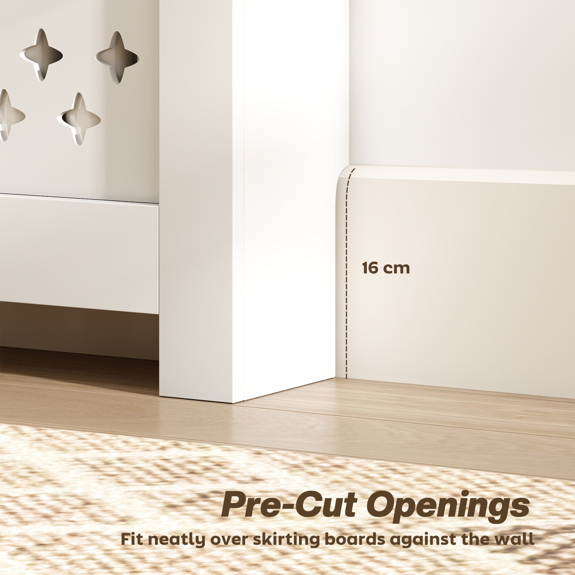 Kozy 108 x 19 cm Minimal Radiator Cover, with 2 Drawers - White