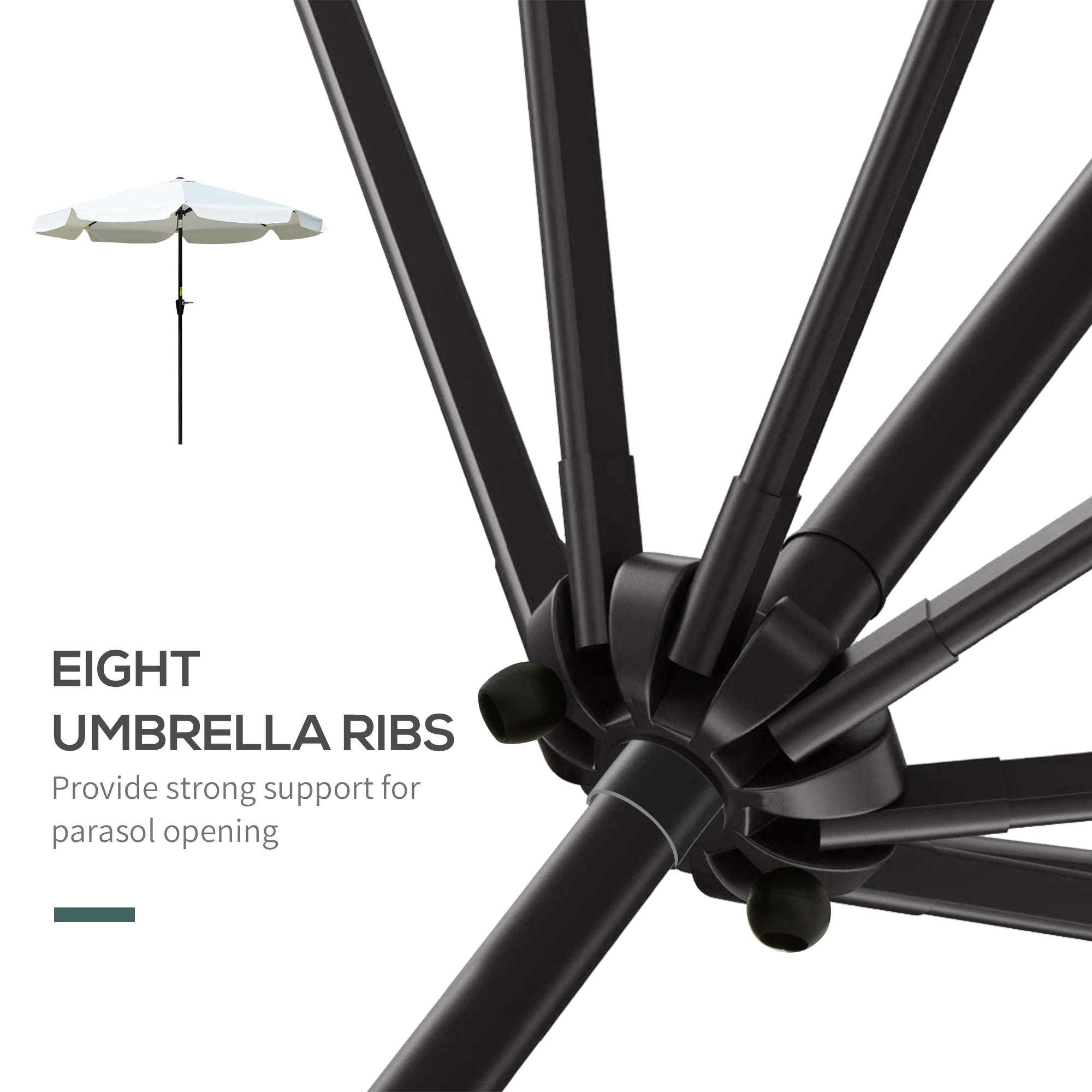 Kozy 2.7m Patio Parasol Garden Umbrellas Outdoor Sun Shade Table Umbrella with Tilt, Crank, 8 Ribs, Ruffles, White