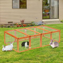 Pawhut Rabbit Hutch W/ Mesh Wire, 181Lx100Wx 48H cm-Wood | Aosom UK