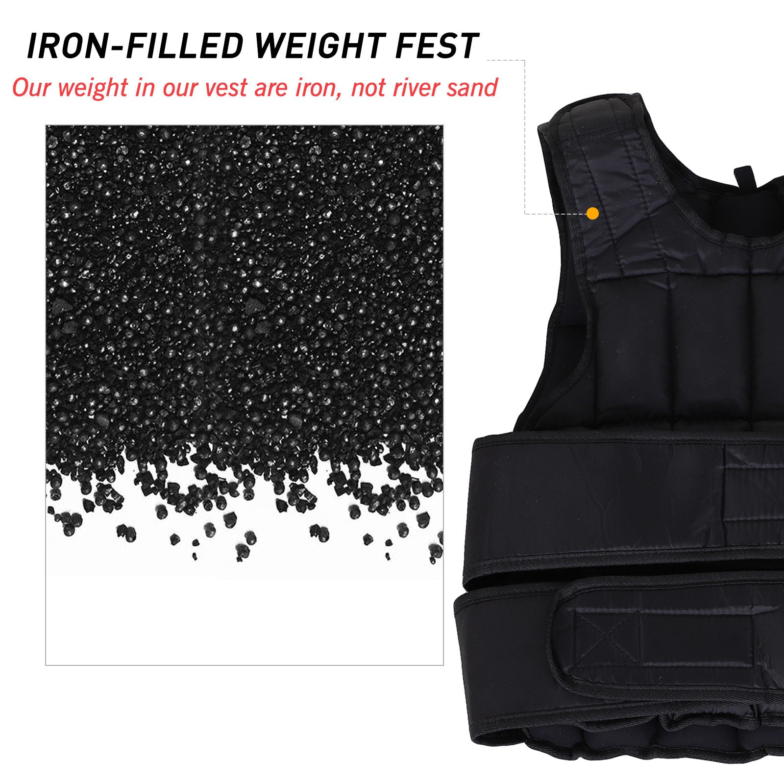 HOMCOM Adjustable Weighted Vest, 10kg Metal Sand Filled for Fitness Training, Unisex, Black/Red