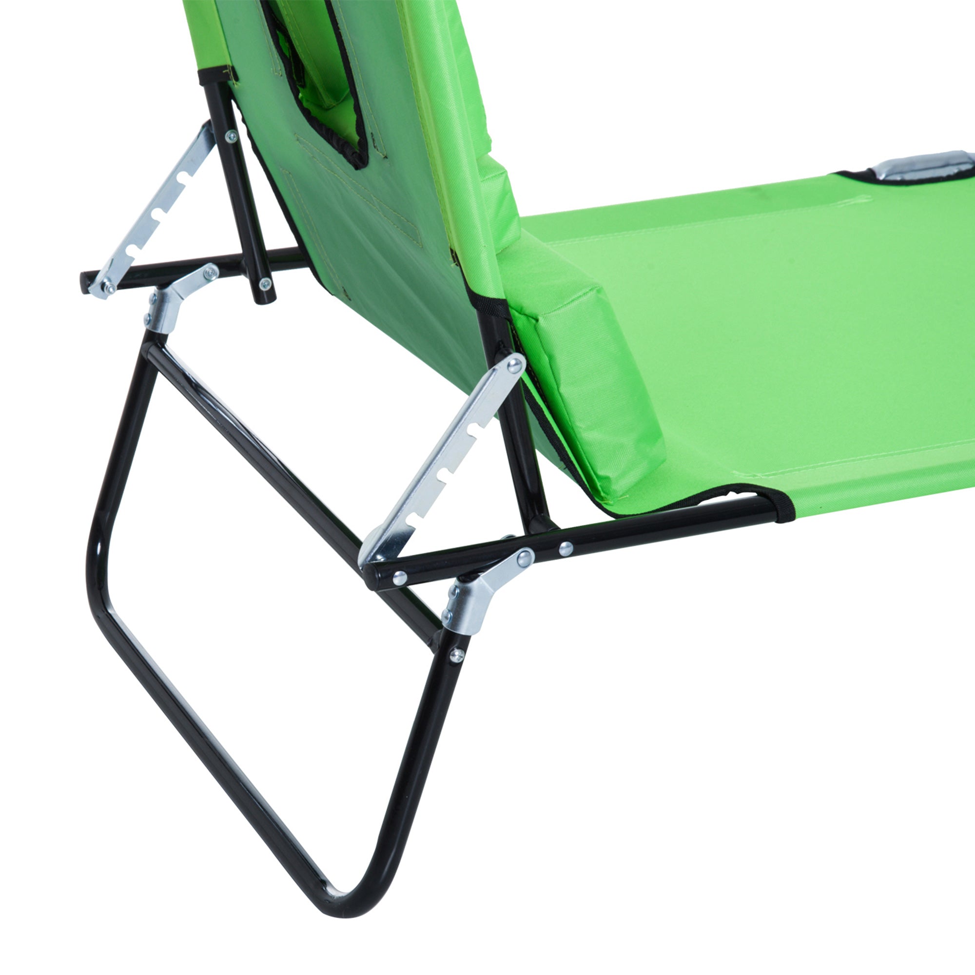 Outsunny Foldable Sun Lounger, Reclining Chair with Pillow and Reading Hole, Garden Beach Outdoor Recliner, Adjustable, Green