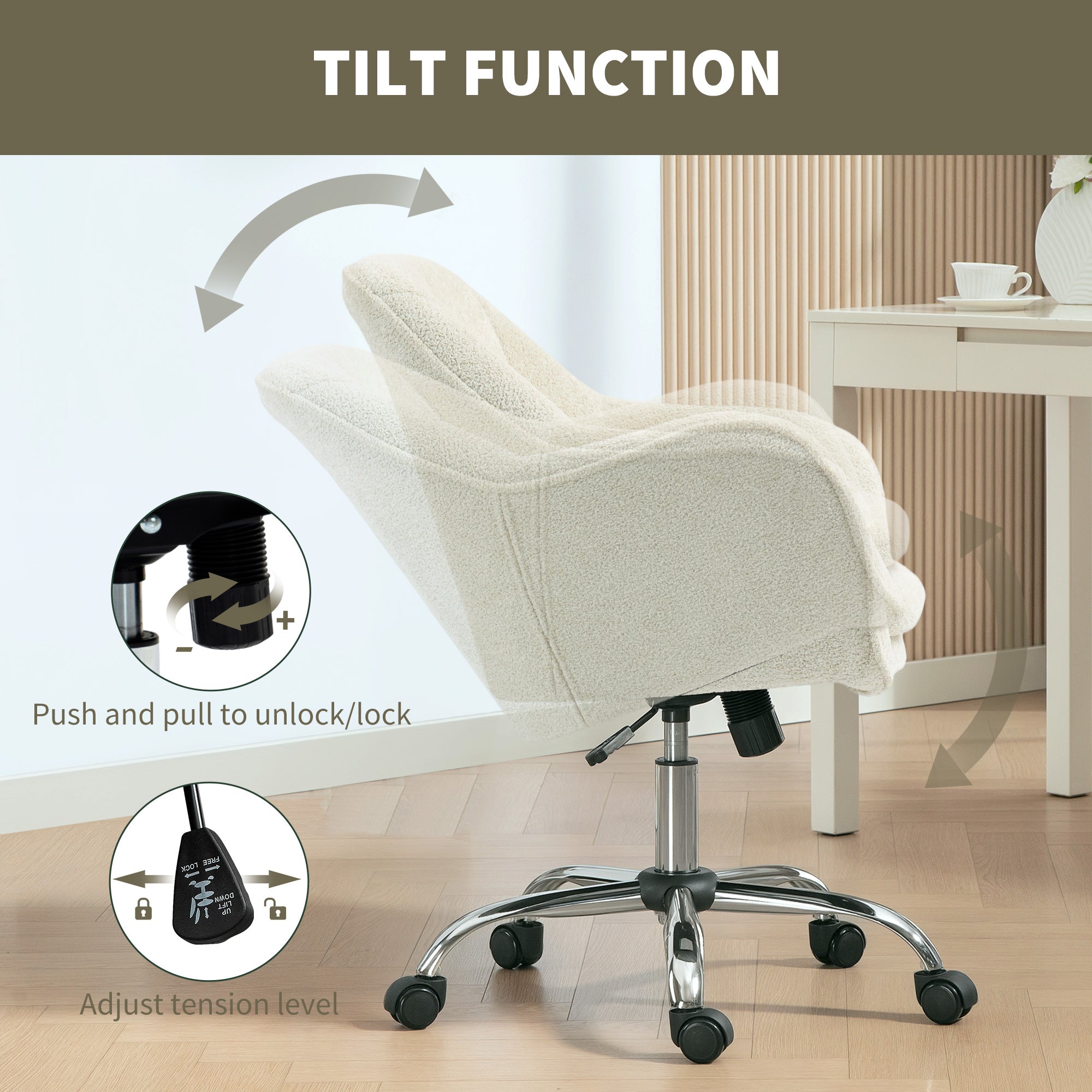 Kozy - Velvet-Feel Office Chair - Beige