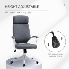 Kozy Office Chair, Ergonomic Desk Chair, High Back Study Chair with Headrest and Lumbar Back Support, Adjustable Height for Home and Work, Grey