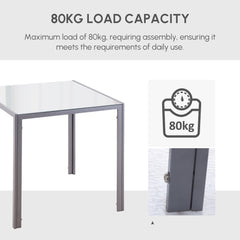 Kozy Modern Square Dining Table for 2-4 People, with Glass Top & Metal Legs for Dining Room, Living Room, Grey