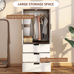 Two Door, Two Drawer Wardrobe - White/Brown