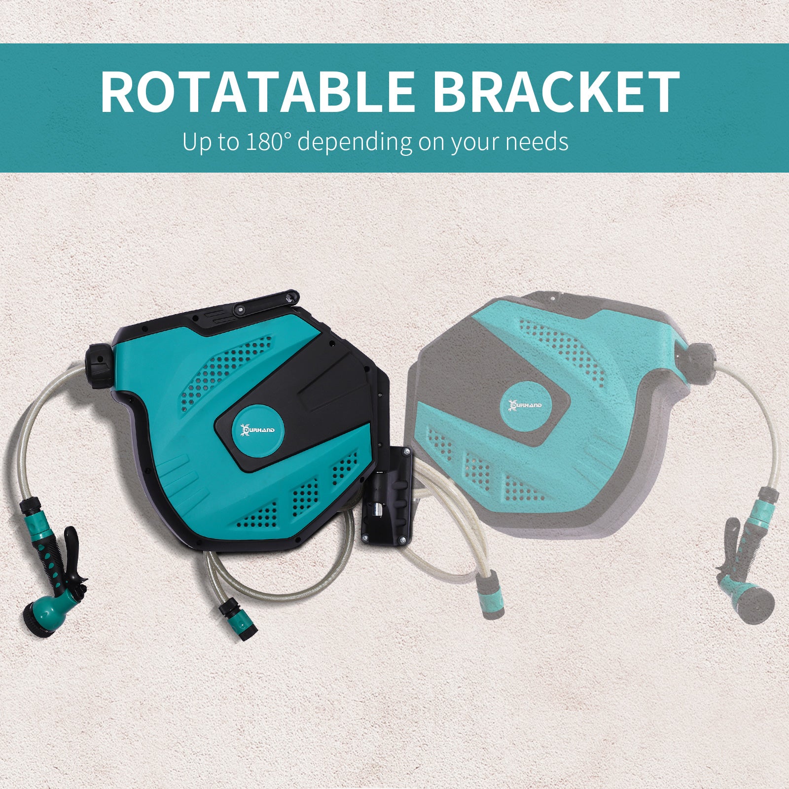 Kozy 15m Garden Auto Hose Reel Wall Mounted Retractable 7 Patterns Spray Nozzle