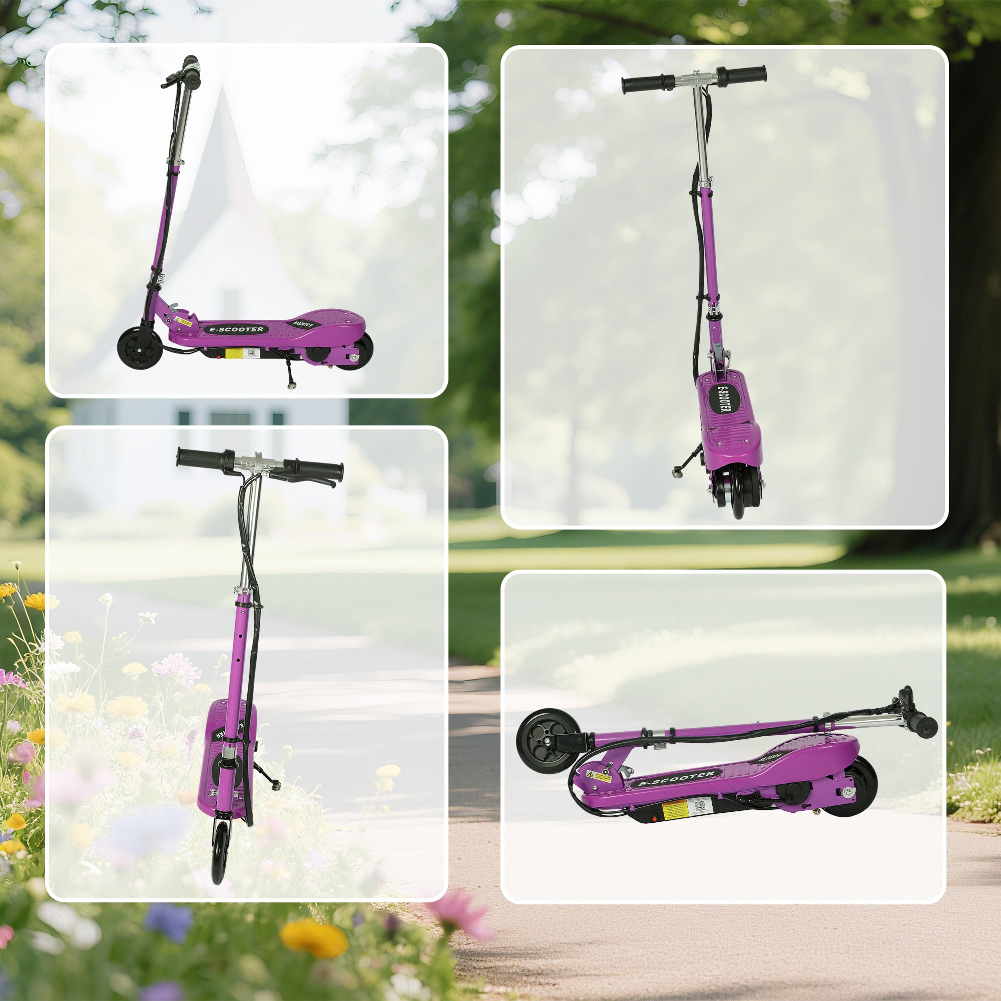 Kozy Foldable Electric Kids Scooter, Ride-on for Ages 7-14 Years, Purple