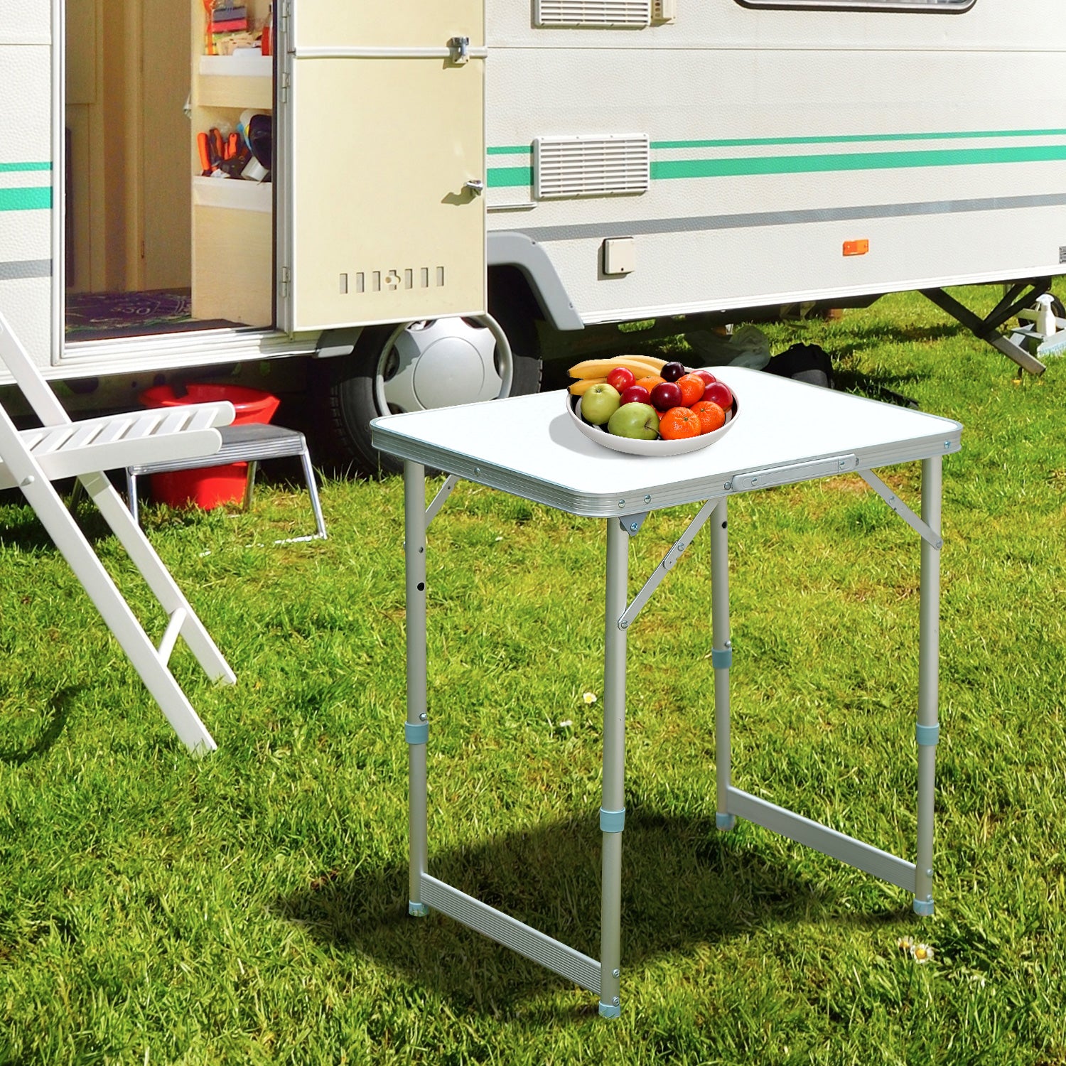 Kozy Patio Foldable Picnic Table-Silver