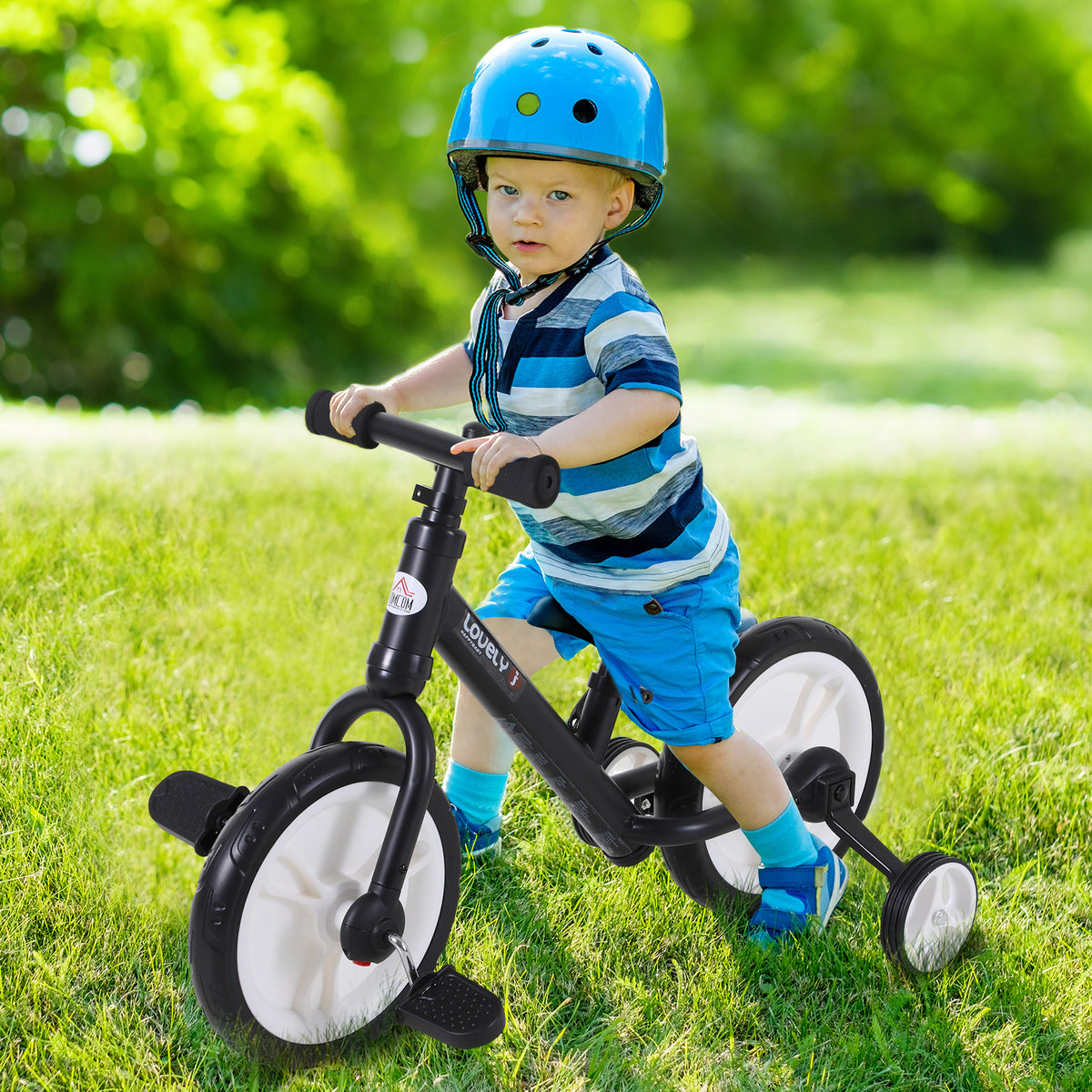 HOMCOM PP Toddlers Removable Stabiliser Balance Bike Black