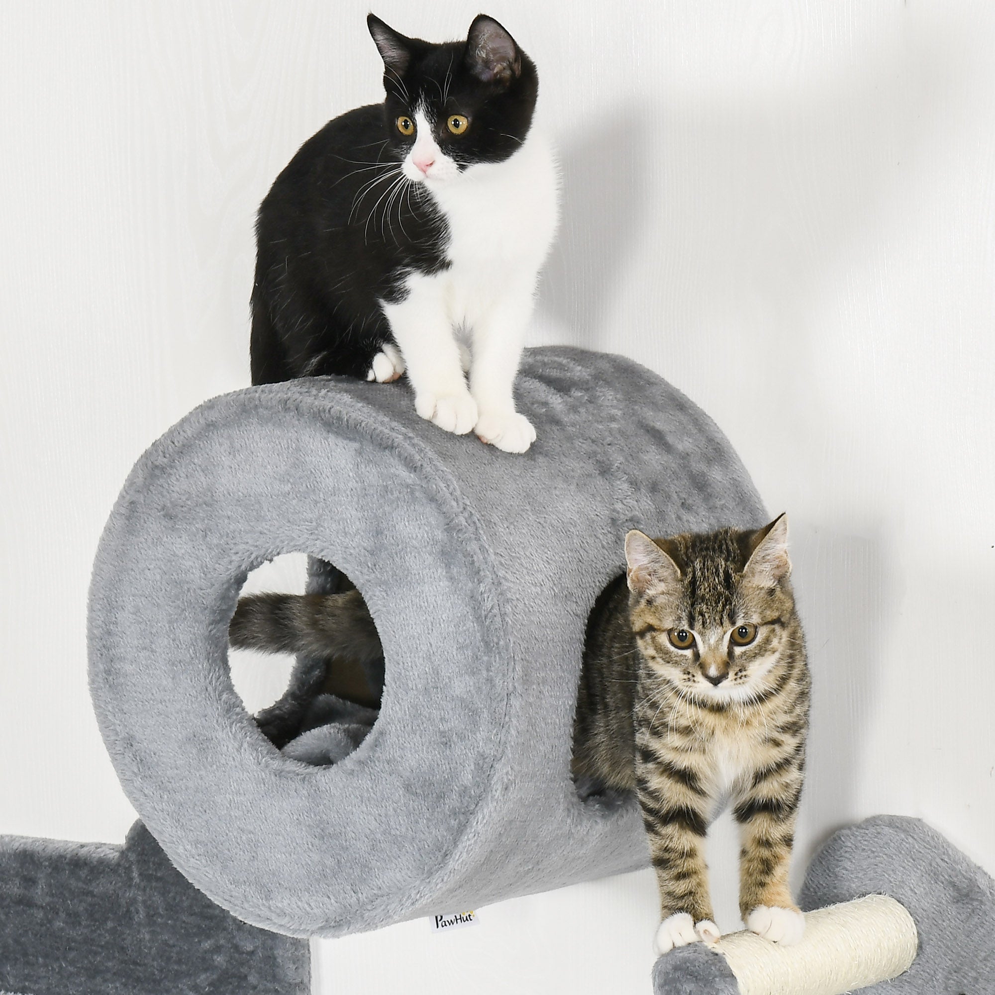 Kozy - 4PCs Wall-Mounted Cat Tree, with Steps, Perch, Cat House - Grey
