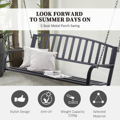 Outsunny Garden Swing Chair Patio Metal 2 Seater Swing Bench Porch Balcony Bench Loveseat Minimalist Style