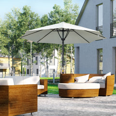 Outsunny Waterproof Garden Parasol Umbrella, Outdoor Market Table Umbrella Sun Shade Canopy with 8 Ribs, Cream | Aosom UK