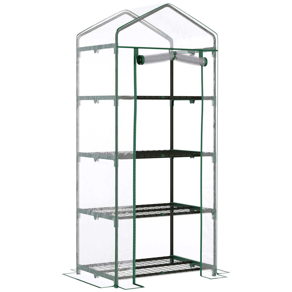 Kozy 4 Tiers Mini Portable Greenhouse Compact Plant Grow Shed Metal Frame Transparent Clear Cover 160H x 70L x 50Wcm