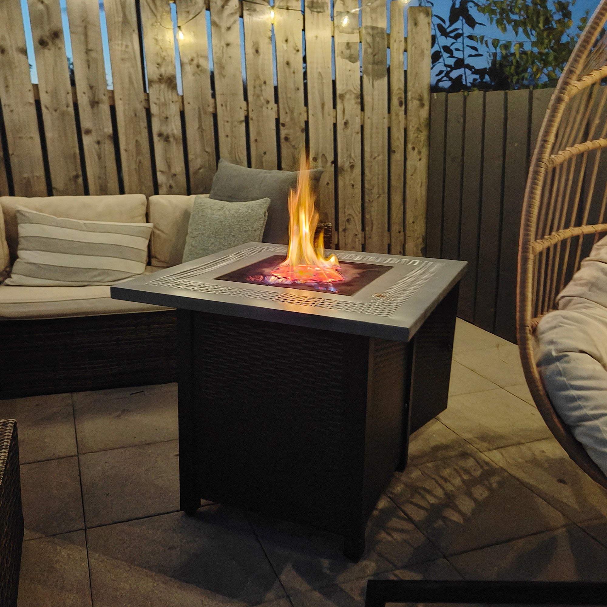 Kozy 71 x 71cm 40000 BTU Gas Firepit Table - Black/Grey