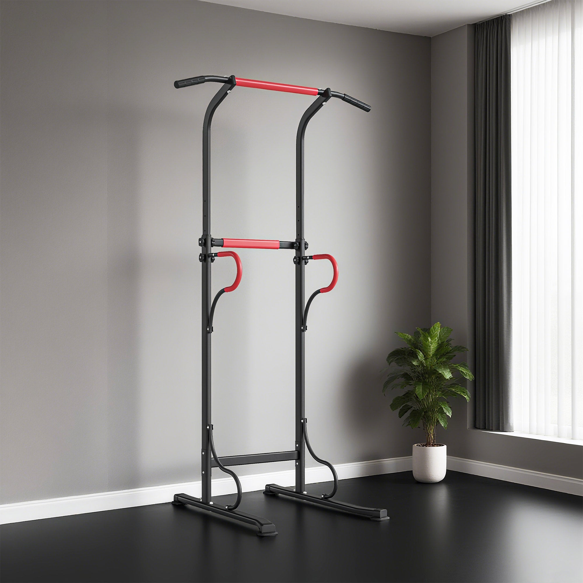 Kozy Steel Multi-Use Exercise Power Tower Pull Up Station Adjustable Height W/ Grips