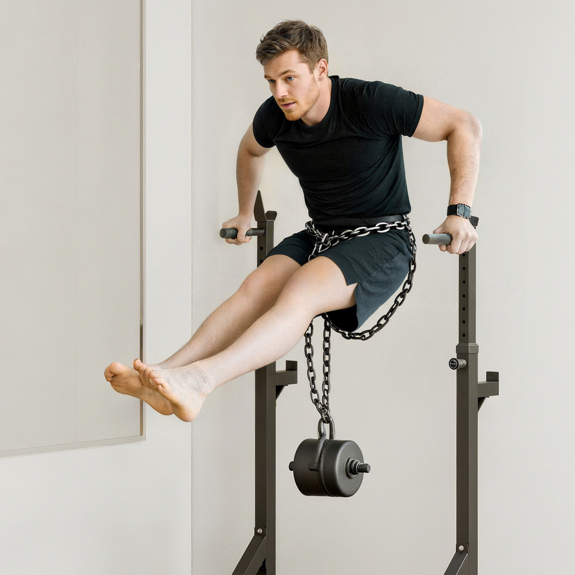 Kozy Barbell Rack, Width and Height Adjustable Dip Stand, Bench Press Rack for Home Gym Weight Lifting Fitness Workout, Max Load 150kg