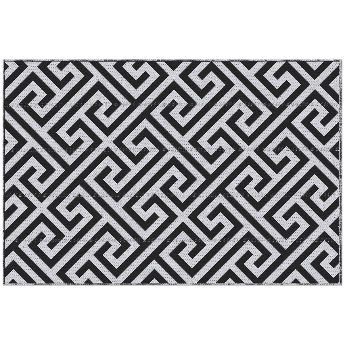 Kozy Outdoor Rug Reversible Mat Plastic Straw Rug Portable RV Camping Mat for Garden Deck Picnic Indoor, 121 x 182 cm (4 x 6 ft), Black & White