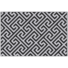 Kozy Outdoor Rug Reversible Mat Plastic Straw Rug Portable RV Camping Mat for Garden Deck Picnic Indoor, 121 x 182 cm (4 x 6 ft), Black & White