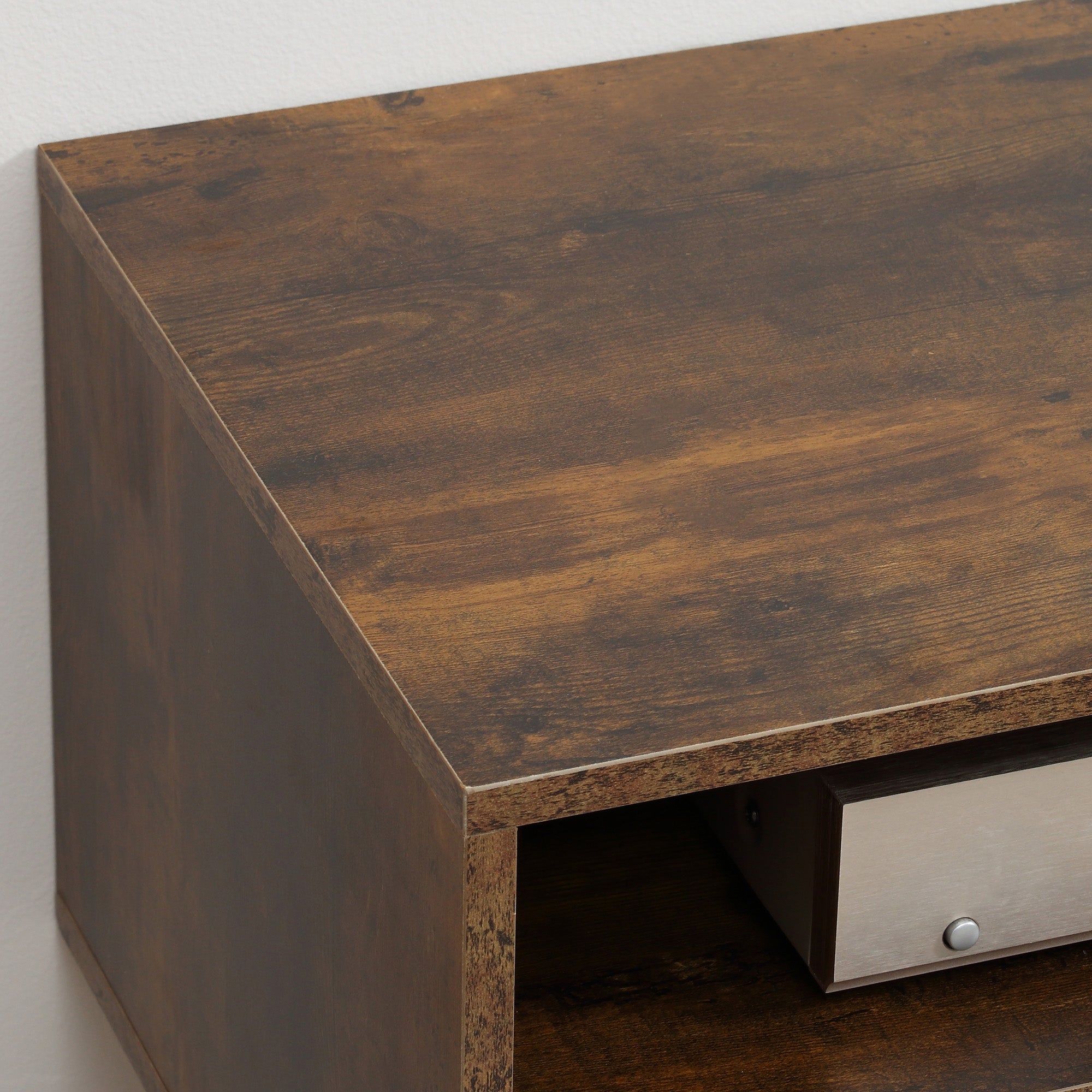 Kozy TV Stand Cabinet up to 55 Inches, TV Unit with Single Door and Open Shelves, Cable Holes for Living Room, Bedroom, Brown