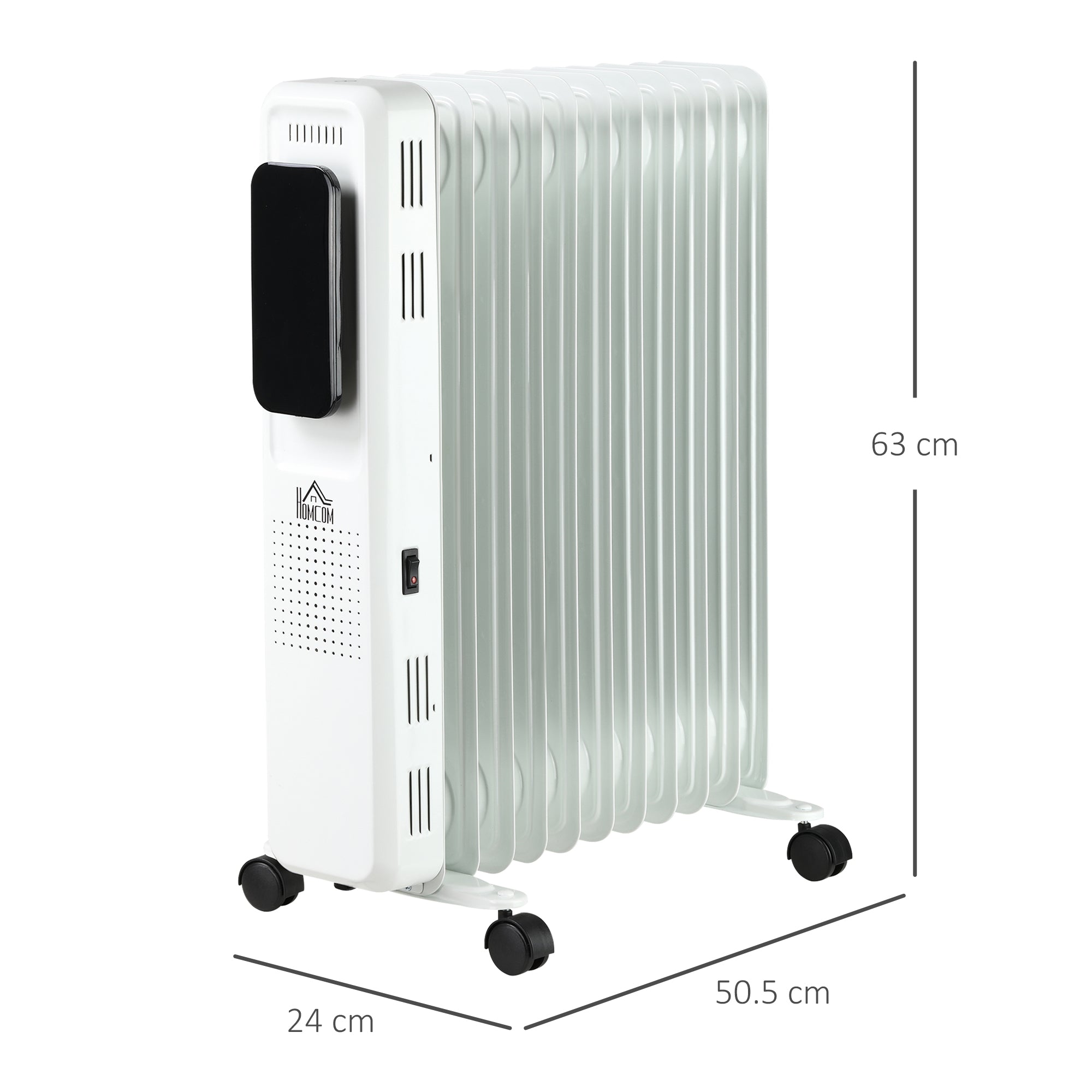 Kozy 2500W Oil Filled Radiator, 11 Fin Portable Electric Heater with LED Display, 24H Timer, 3 Heat Settings, Adjustable Thermostat, Safety Cut off, Remote Control, White