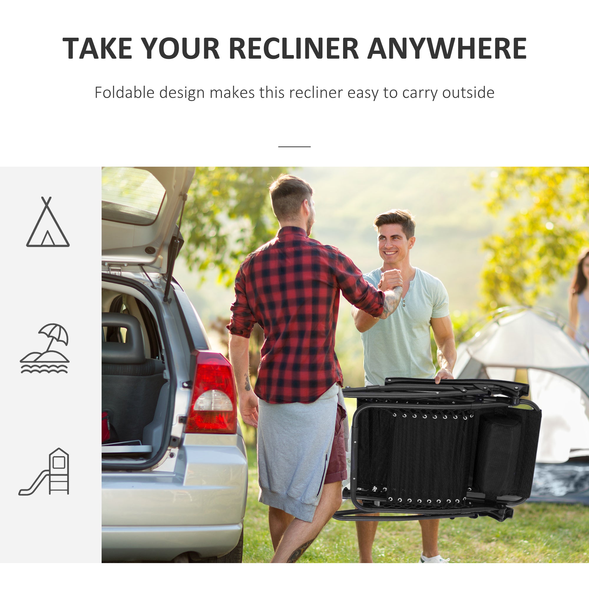 Kozy - Zero Gravity Chair Set of 2, Metal Frame Texteline Armchair Outdoor Folding and Reclining Sun Lounger with Head Pillow for Patio Decking Gardens Camping, Black