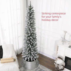 Kozy - 7ft Artificial Snowy Pencil Christmas Tree - White