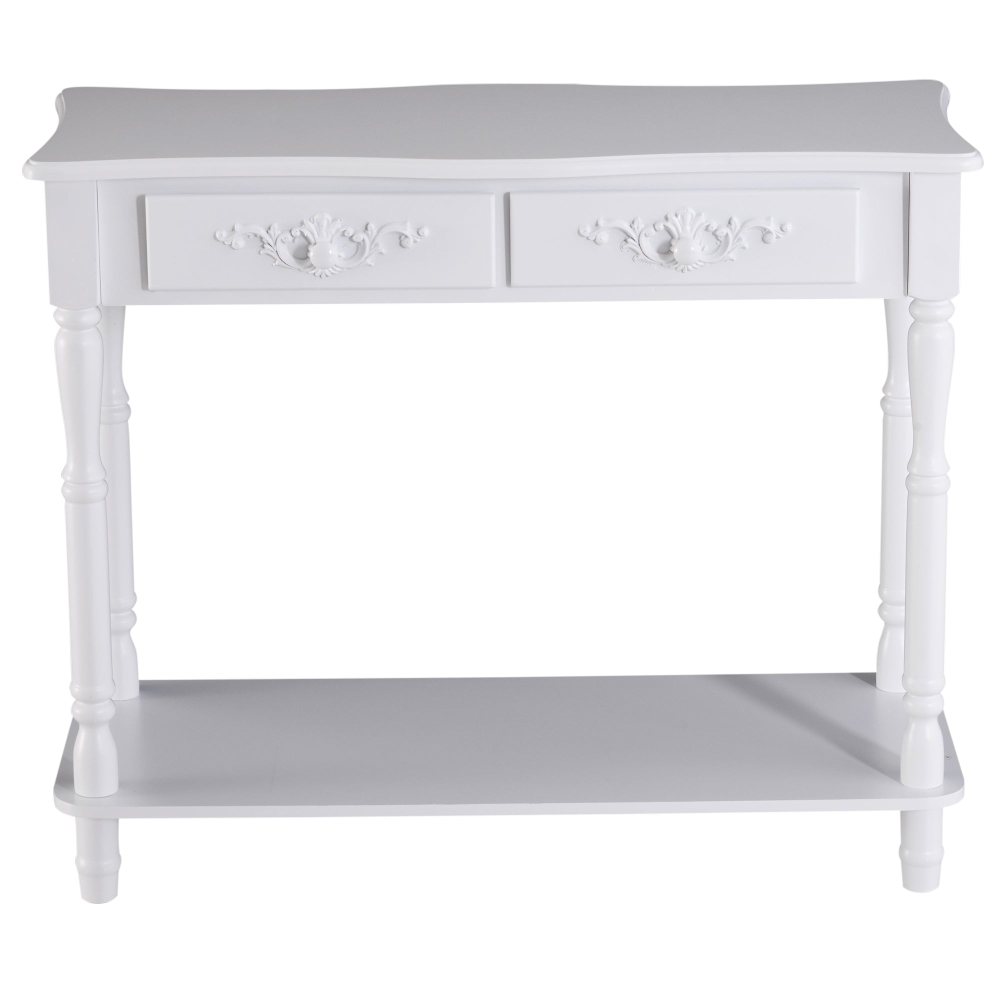 HOMCOM Console Table Modern Sofa Side Desk with Storage Shelves Drawers for Living Room Entryway Bedroom White