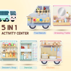 Kozy Wooden Busy Board, 5 in 1 Activity Wall Panels for Kids 3+ Years, for Daycare, Playroom, Home