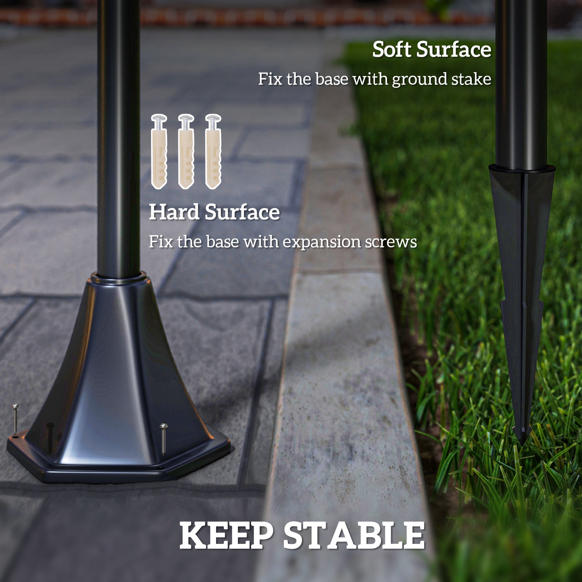 Kozy 1.2m Solar Powered Outdoor Lamp Post - Black
