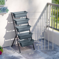 Kozy - 5-Tier Raised Garden Bed, Vertical Ladder Plant Stand with 5 Removable Boxes, Drainage Holes and Plugs, Indoor Outdoor Elevated Flower Herb Growing Box for Garden Patio Balcony, Grey
