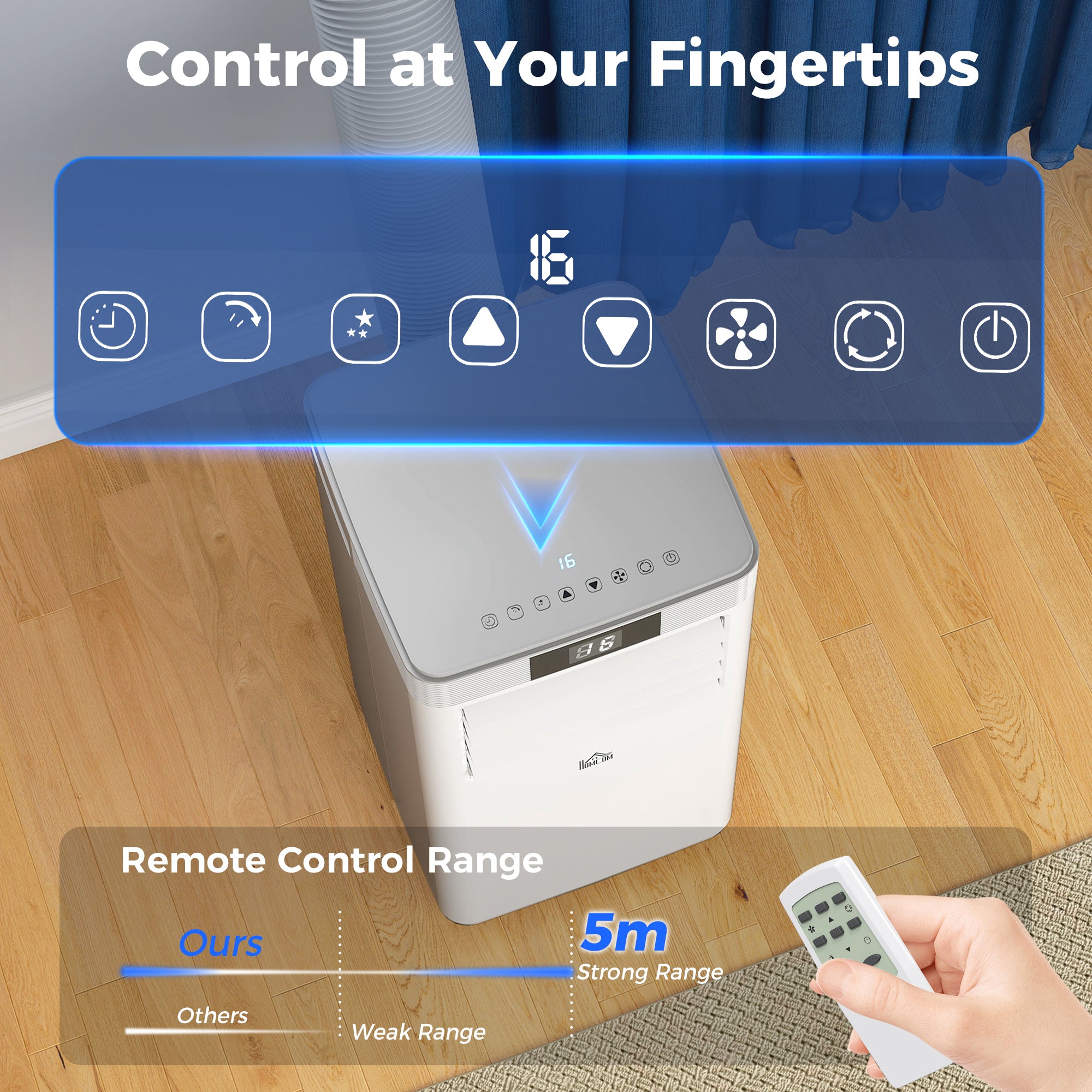 Kozy 7000 BTU Air Conditioning Unit, 3-in-1 Portable Air Conditioner, Dehumidifier, Cooling Fan with Remote Control, LED Display, 2 Speeds, 24H Timer, Window Venting Kit, 15m²