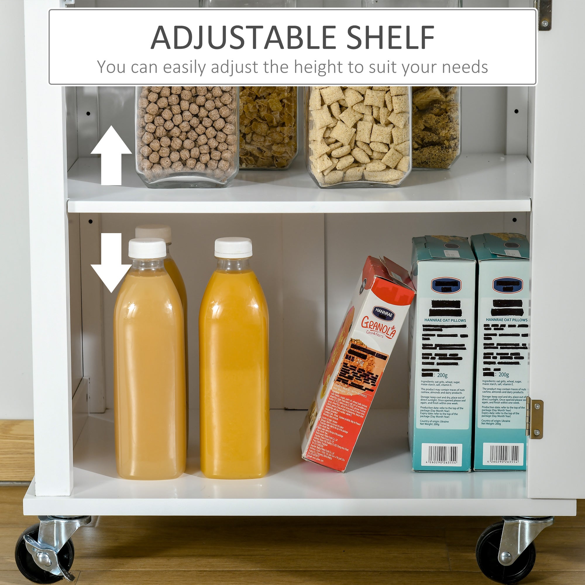 Kozy Kitchen Cart Storage Trolley Wooden Cabinet with Drawer Cupboard Towel Rail White