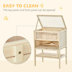 Pawhut 3 Tiers Wooden Hamster Cage Fir Wood Mouse Guinea Rodent Mice House Pet Play Small Animals 60L×40W×80H cm