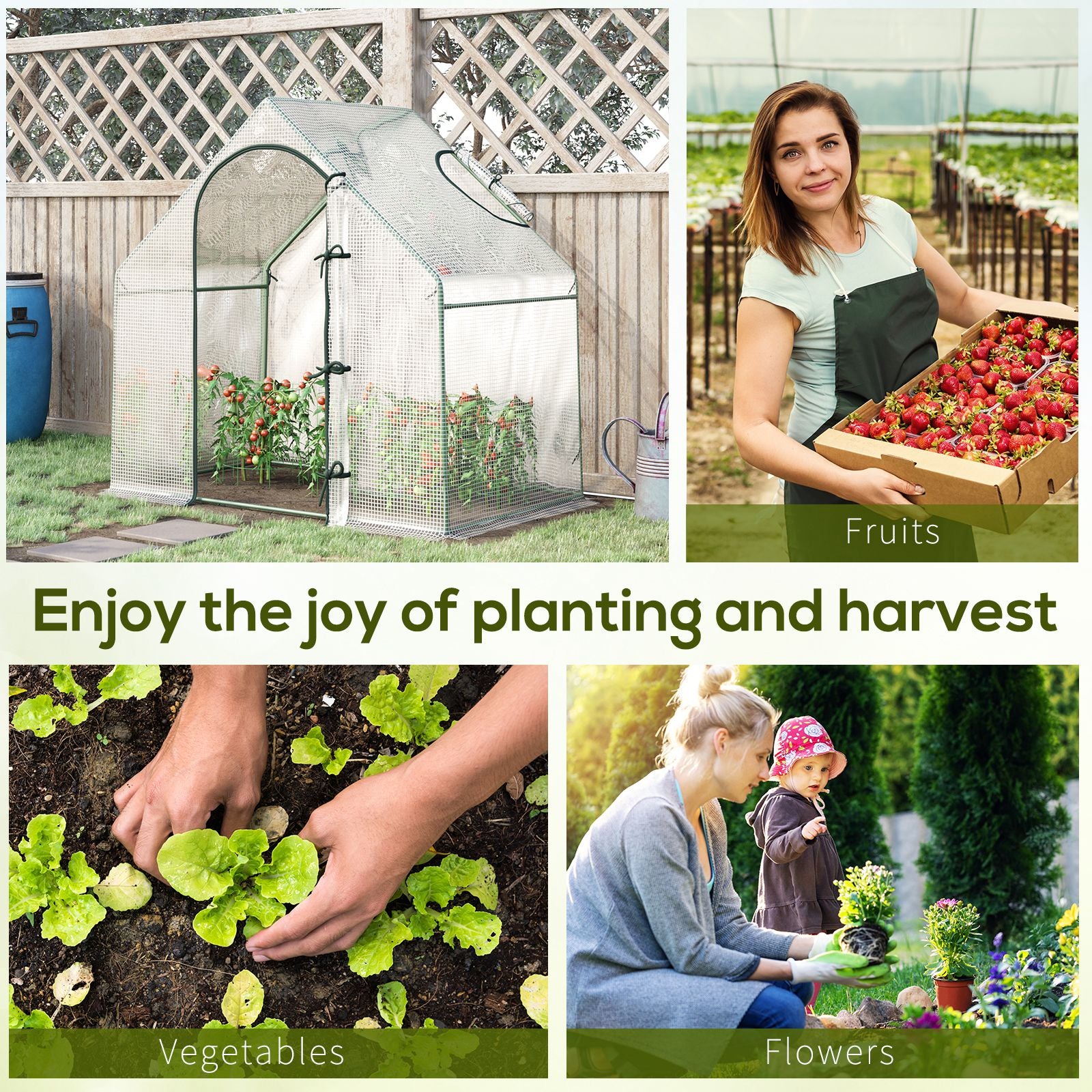 Kozy Walk In Tomato Greenhouse Garden Outdoor Mini Greenhouse Flower Planter Steel Frame with Zipped Door & Window, PE Cover, 180 x 100 x 168CM,  White