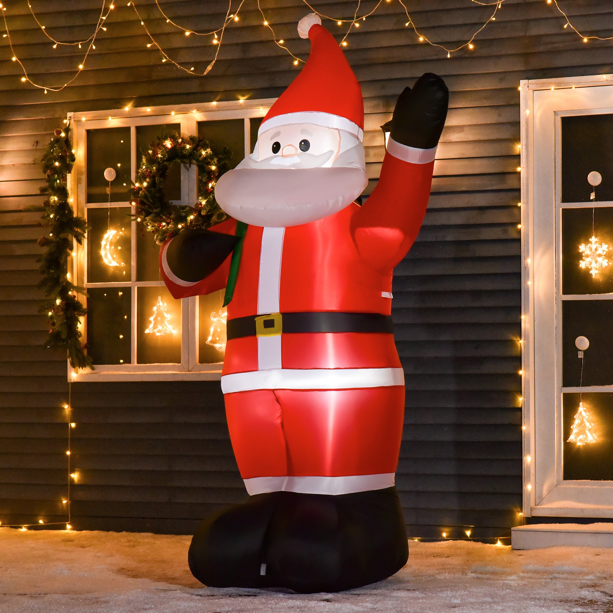 Kozy 8ft Christmas Inflatable Santa Holiday Garden Decoration, Indoor Outdoor Lawn Blow Up Decor