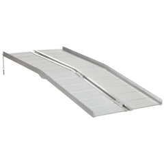 HOMCOM Folding Wheelchair Ramp, Textured Aluminum, 183x72 cm, Portable Threshold Ramp for Scooter & Steps, Silver. | Aosom UK
