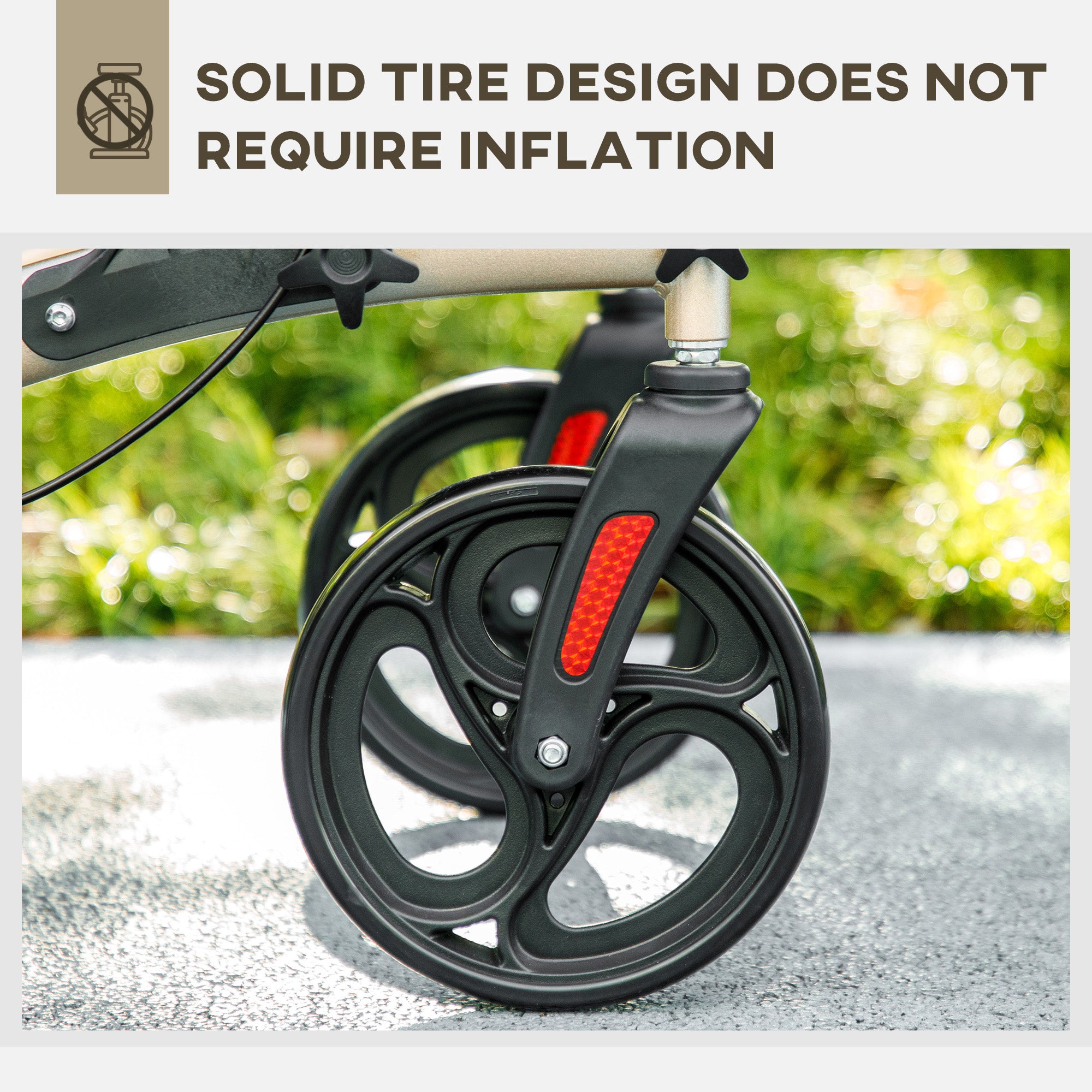 Kozy Folding Rollator with Cane Holder, Adjustable Handle Height and Aluminum Frame, 4 Wheeled Mobility Walker with Seat and Bag, Gold